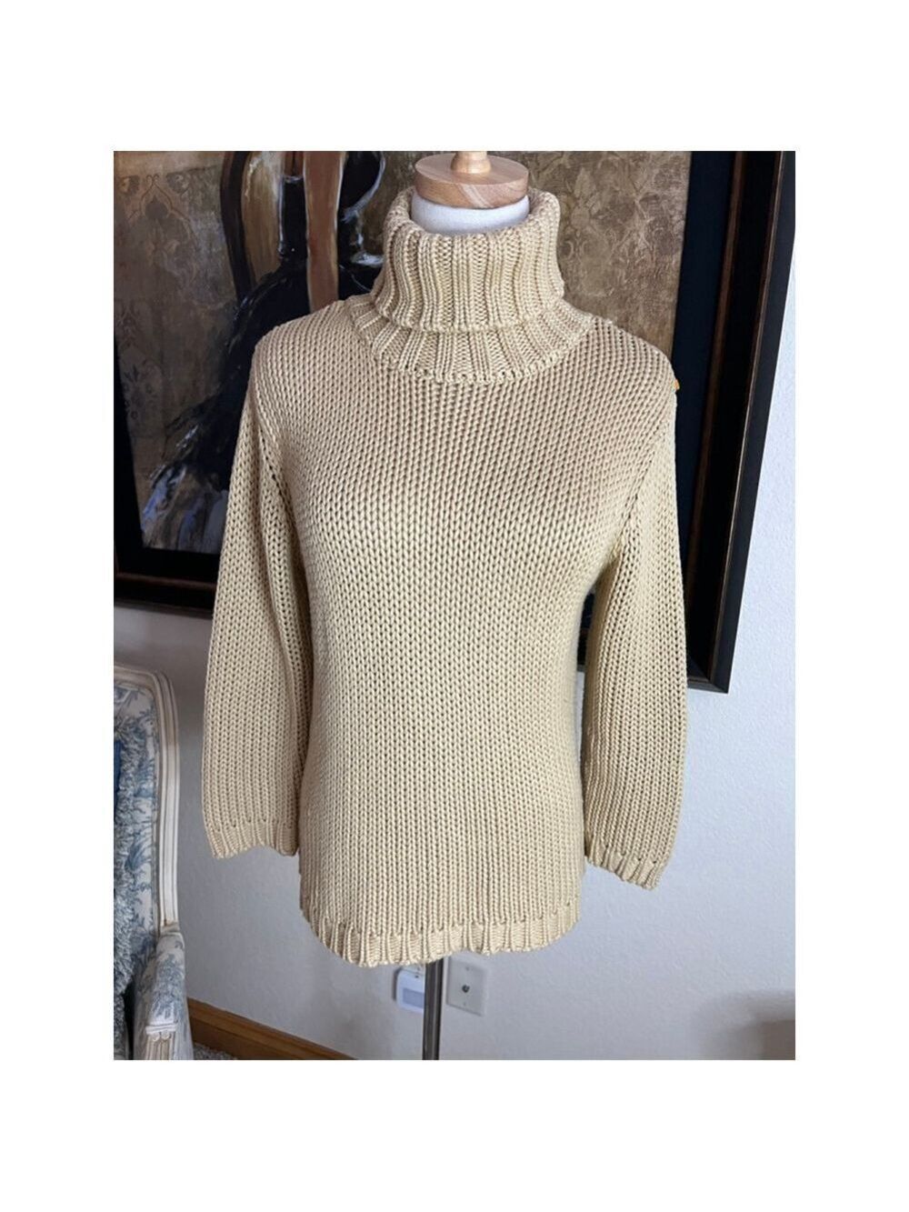Women's Harold's Gold Beige Turtleneck Sweater M